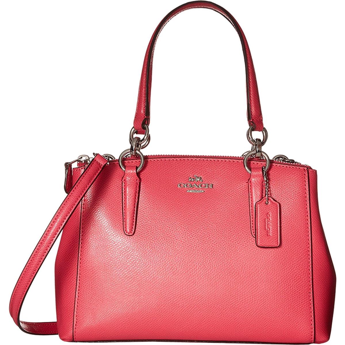 Coach Women`s Crossgrain Mini Christie Pink Leather Amaranth Handbag Bag