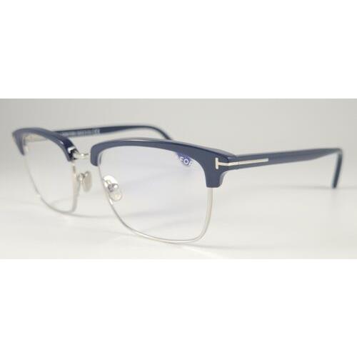 Tom Ford Eyeglasses TF5801-B Color 090 Blue Silver Size 54 Square Men`s