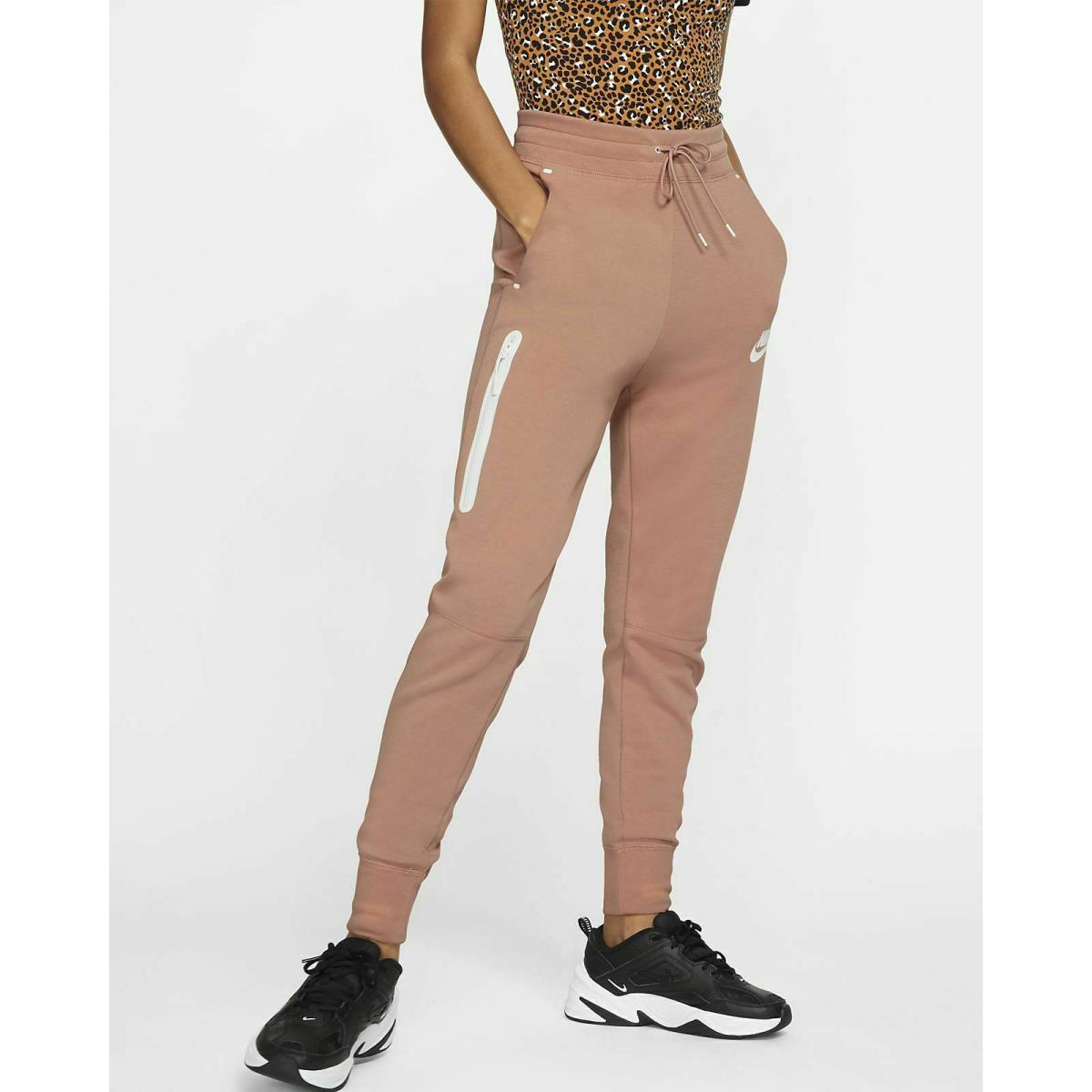 Women`s Nike Sportswear Tech Fleece Trousers XL Rose Gold Pink Pants Brown