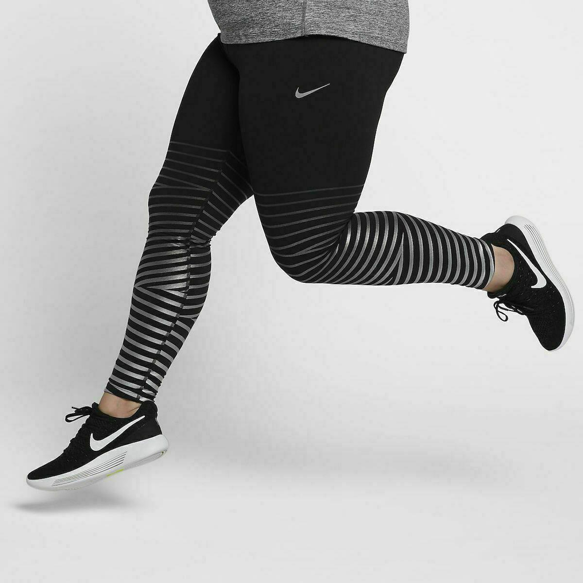 Women`s Nike Epic Lux Flash Reflective Tights 3X Plus Black Gym Casual Training