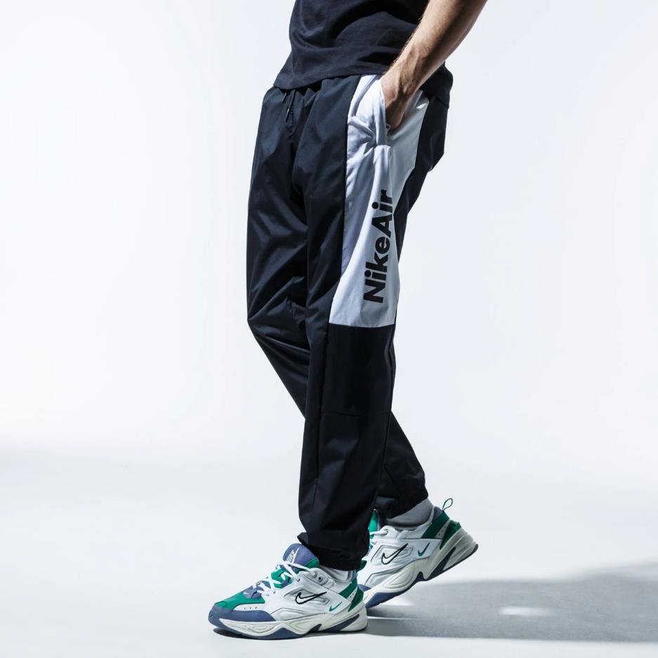 Men`s Nike Air Ripstop Woven Pants L White Black Joggers Color Block