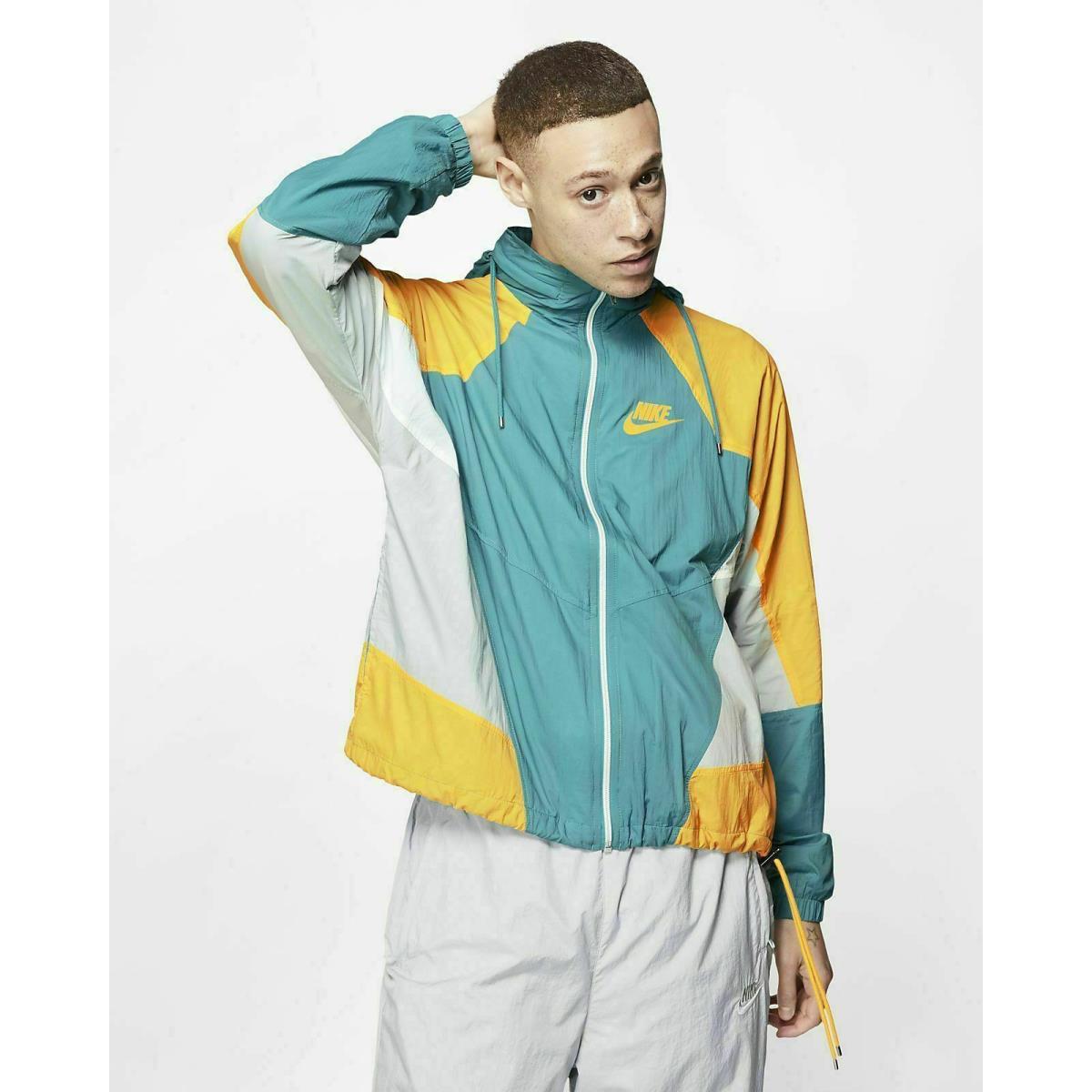 Nike Sportswear Hooded Woven Jacket Mens XS Teal Green Multi Nsw Full Zip Hoodie