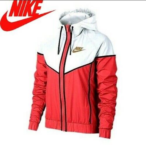 Women`s Nike Sportswear Windrunner Jacket S Red White Gold Windbreaker Full Zip