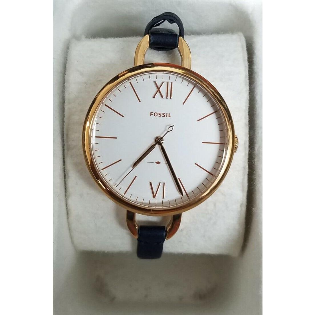 Fossil ES4355 Annette Whitedial Blue Leather Strap Women`s Watch