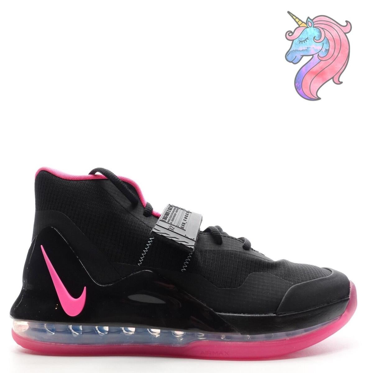 Nike Air Force Max Black Pink Basketball Shoes Mens Size 8 AR0974-004 Womens 9.5