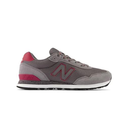 New Balance 515 Men`s Suede Athletic Running Low Top Training Shoes Sneakers Grey/Crimson Red