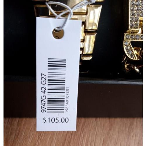 Ed Hardy Men's Shiny Gold Metal Bracelet Watch 42mm Gift Set, Size: One Size