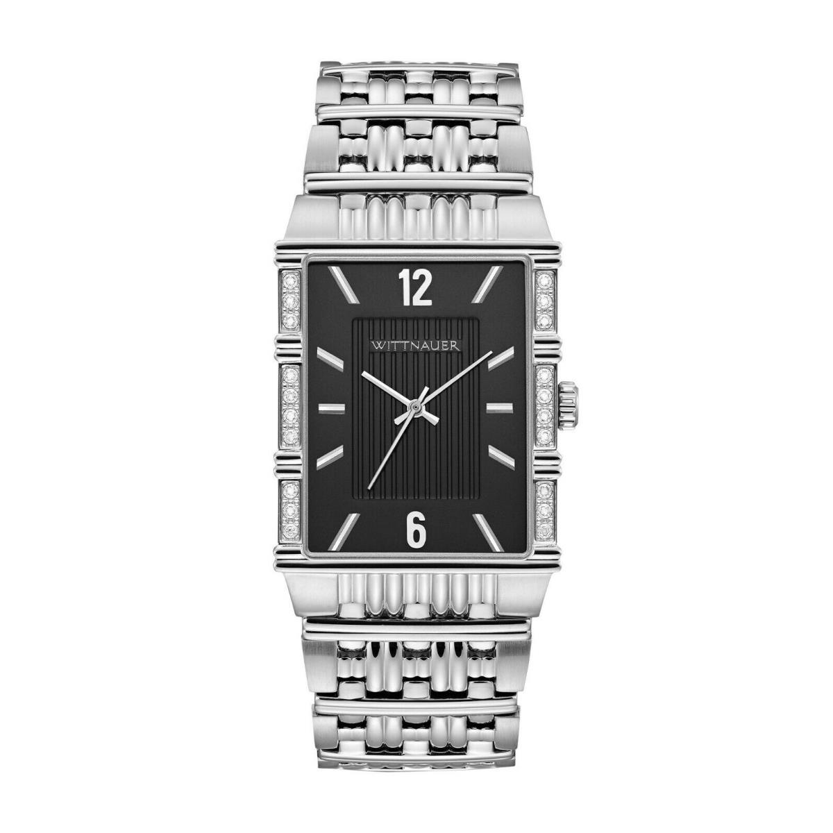 Men`s Wittnauer Diamond Accent Laureate Watch Rectangle Black Dial WN3075