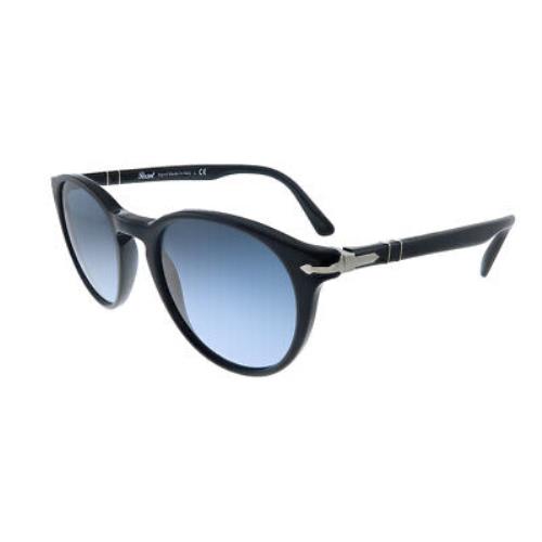 Persol PO 3152S 9014Q8 Black Round Sunglasses Blue Gradient Lens 49mm