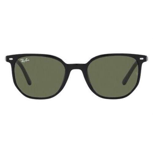 Ray-ban Elliot RB2197F Sunglasses Shiny Black Green 54mm - Shiny Black / Green Frame, Green Lens