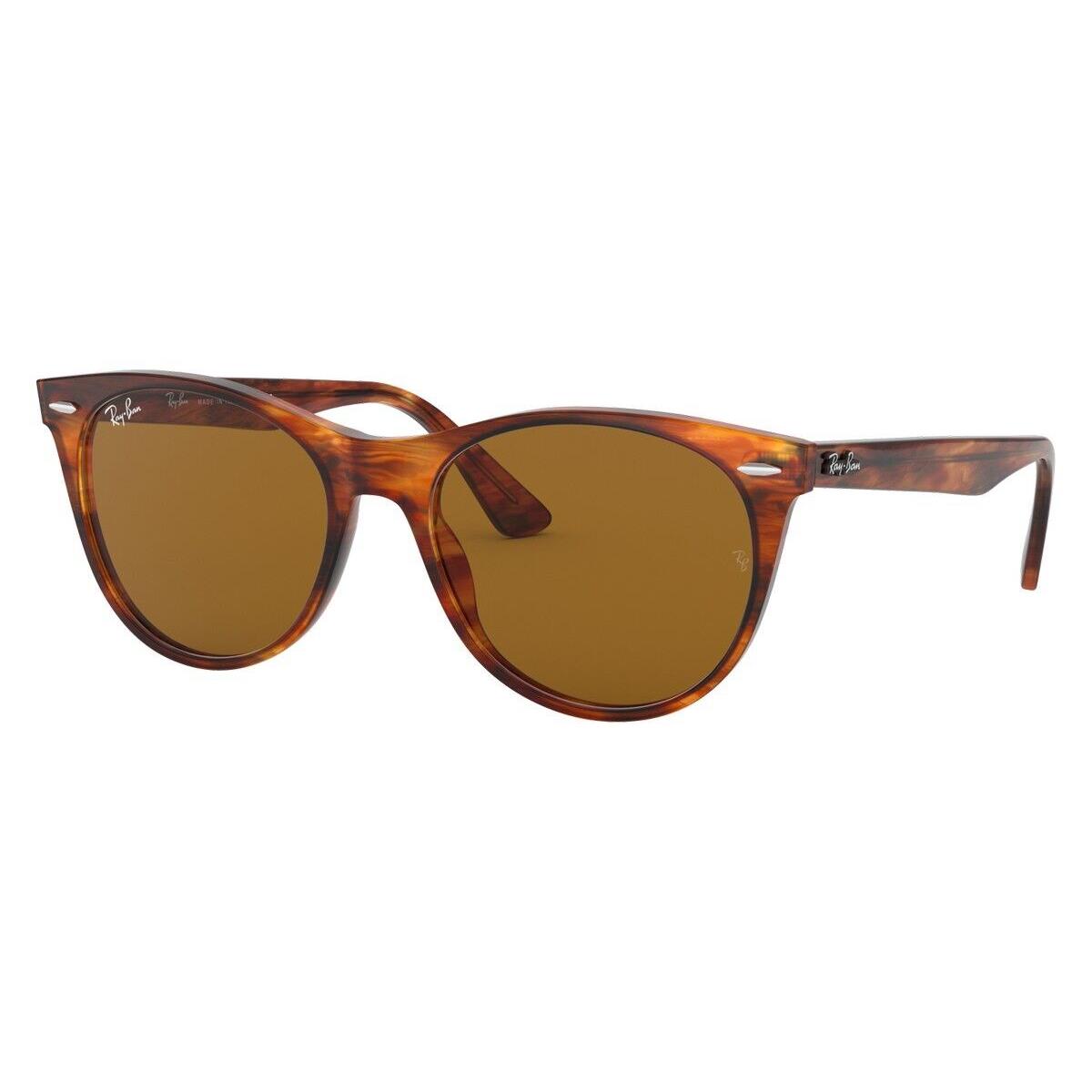 Ray-ban 0RB2185 Sunglasses Unisex Havana Oval 52mm - Havana Frame, B-15 Brown Lens, Striped Havana Model