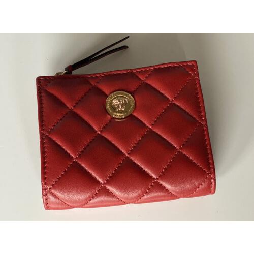 Versace Medusa Head Quilted Red Leather Zipper Wallet IT 1A03912