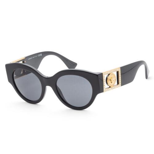 Versace Women`s VE4438B-GB1-87 Fashion 52mm Black Sunglasses - Frame: Black, Lens: Grey, Other Frame: Black