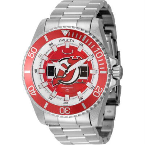 Invicta Nhl Jersey Devils Quartz Red Dial Men`s Watch 42253