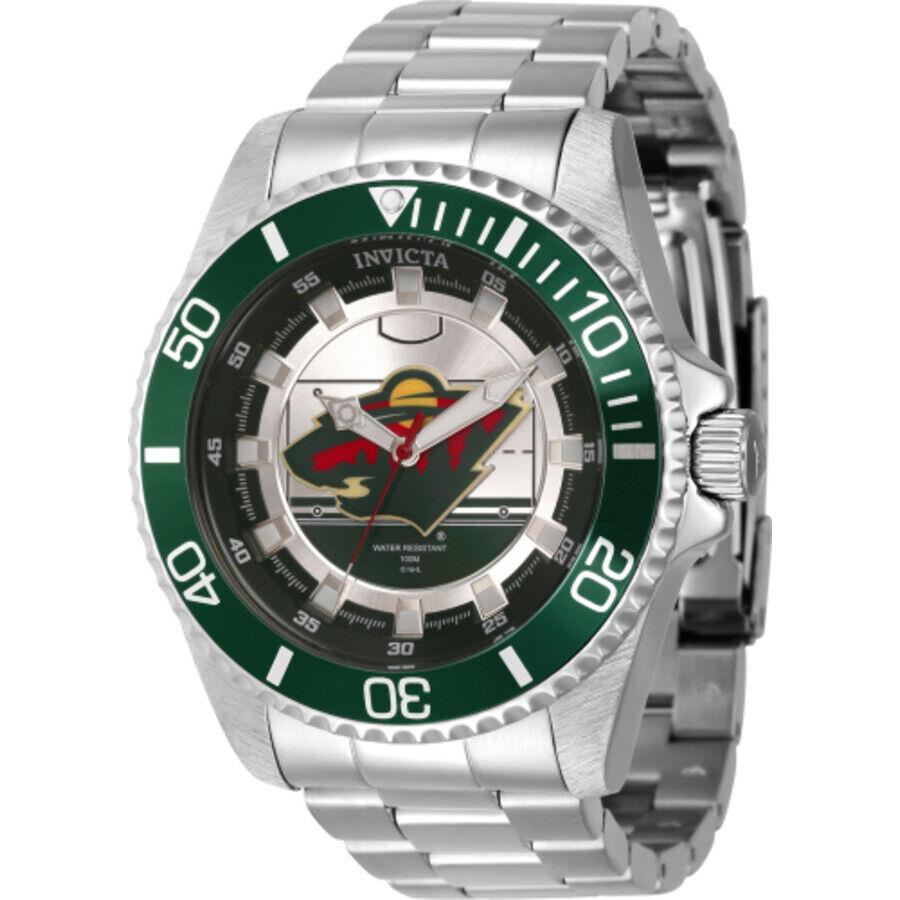 Invicta Nhl Minnesota Wild Quartz Silver Dial Men`s Watch 42250