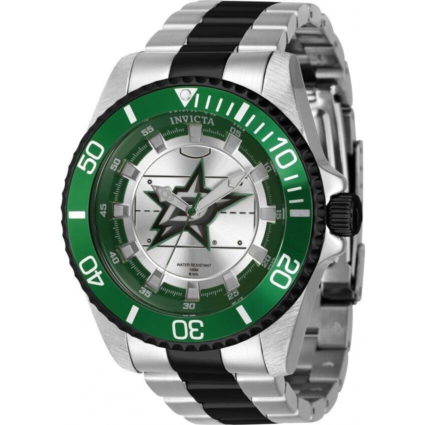 Invicta Nhl Dallas Stars Men`s 47mm Multicolor Dial Stainless Steel Watch