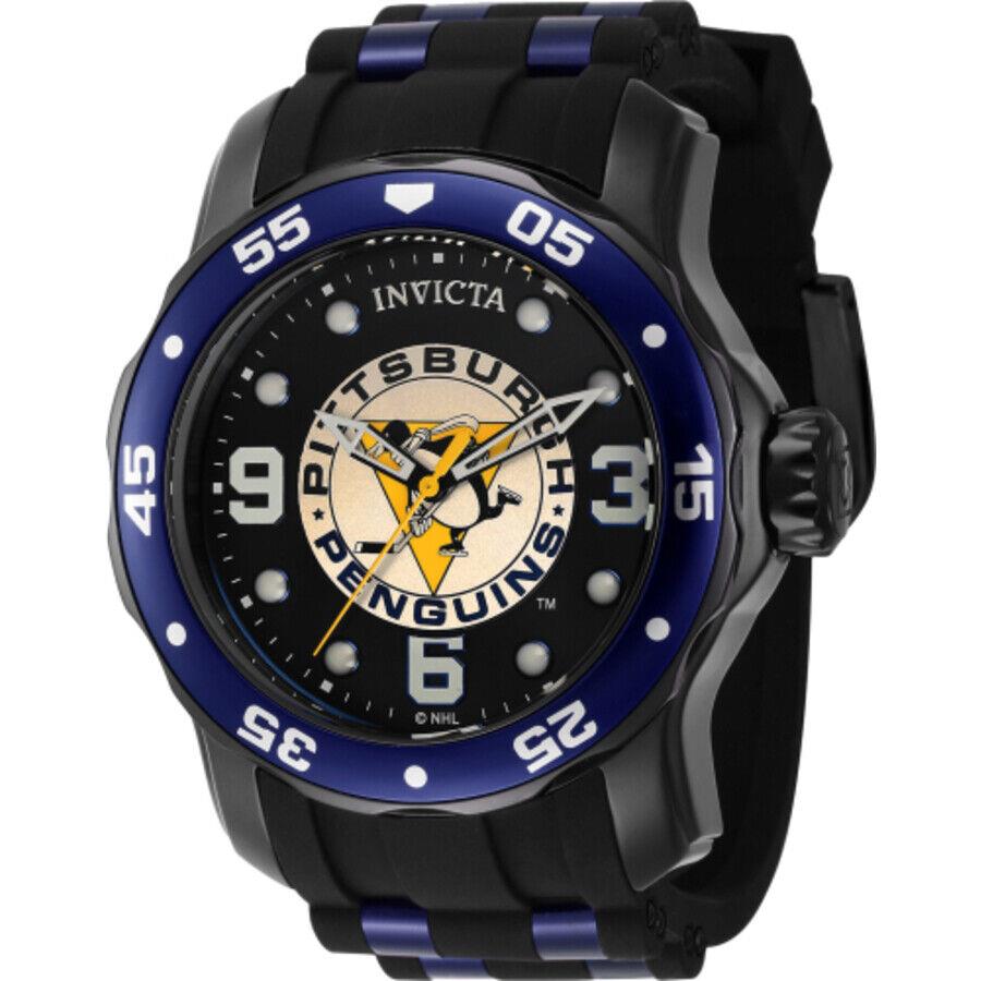 Invicta Nhl Pittsburgh Penguins Quartz Black Dial Men`s Watch 42646