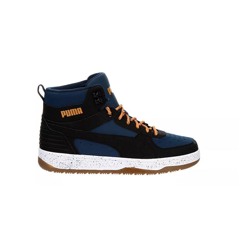 Puma Rebound Rugged Softfoam+ Men`s Warm Fleece Lined Sneaker Boot Shoes Blue/Black