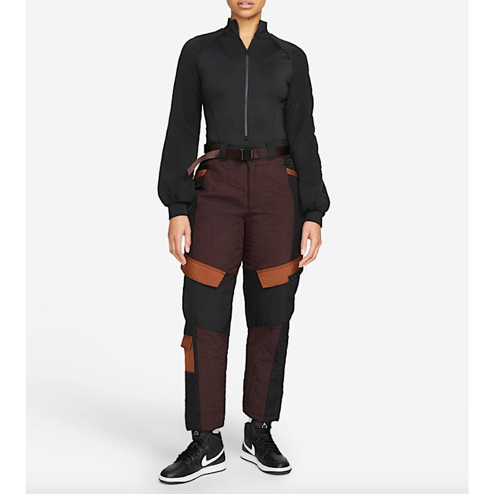 NWT$120 Nike Air Jordan Women Brown Cosy Nylon Utility Pants Size M DJ2731-203