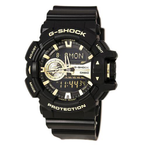 Casio Men`s Watch G-shock Ana-digi Black and Gold Dial Resin Strap GA400GB-1A9