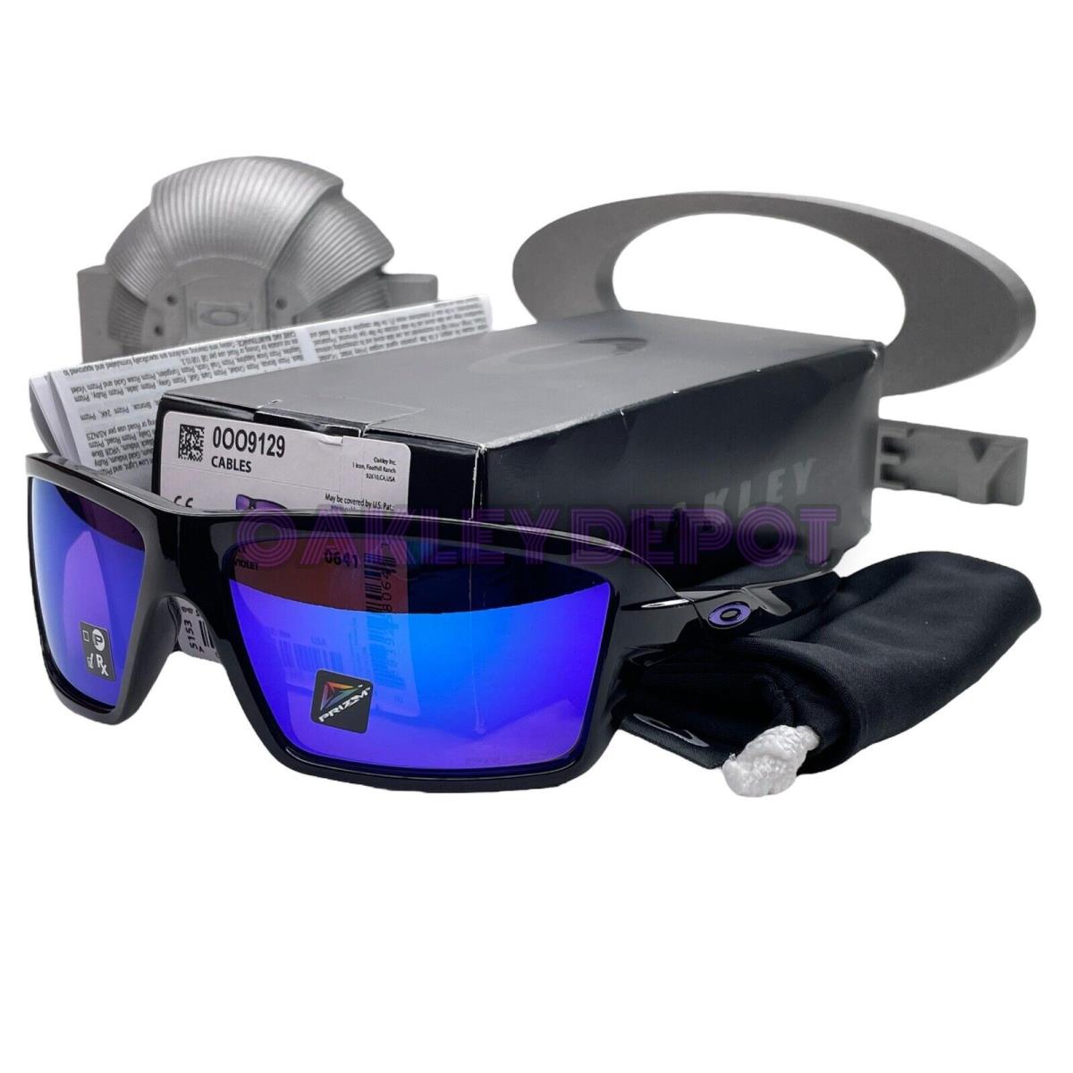 Oakley Cables 009129 Black Ink/prizm Violet Sunglasses 138 - Frame: BLACK INK, Lens: VIOLET