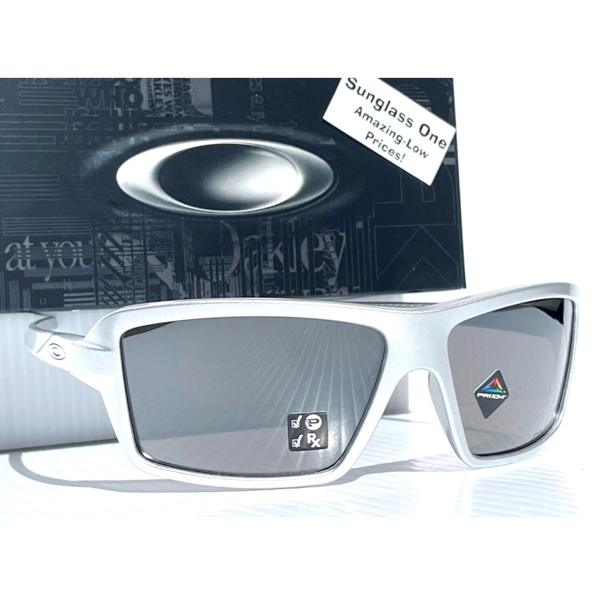 Oakley Cables Polished Silver Polarized Prizm Black Lens Sunglass 9129 - Frame: Silver, Lens: Black