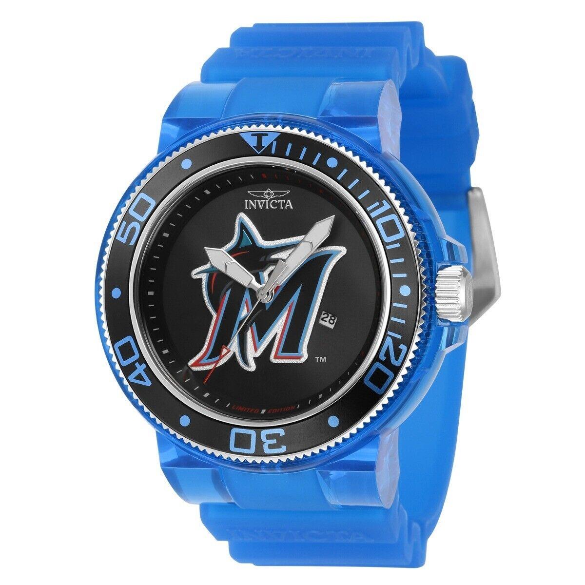 Invicta Mlb Miami Marlins Men`s Watch - 51.5mm Transparent Blue