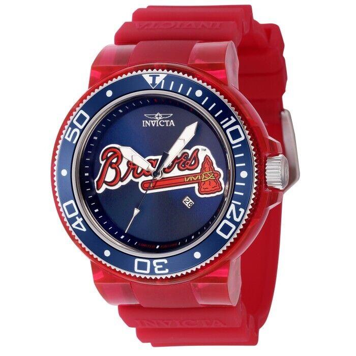 Invicta Mlb Atlanta Braves Men`s Watch - 51.5mm Transparent Red - Dial: Red, Band: Red, Bezel: Red