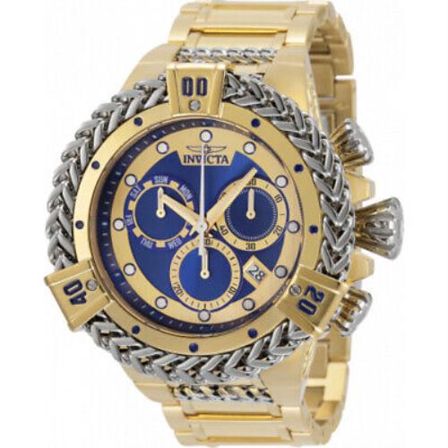 Invicta Bolt Herc Chronograph Date Quartz Blue Dial Men`s Watch 35573 - Dial: Blue, Band: Gold-tone, Bezel: Gold-tone