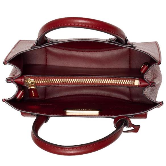 Michael Kors Mercer Medium Pocket Messenger Leather Bag Brandy - Handle/Strap: Maroon, Hardware: Gold, Exterior: