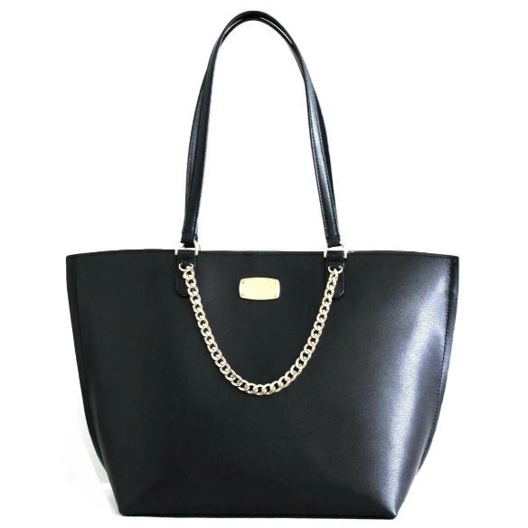 Michael Kors Janine Medium Convertible Leather Tote Bag Black