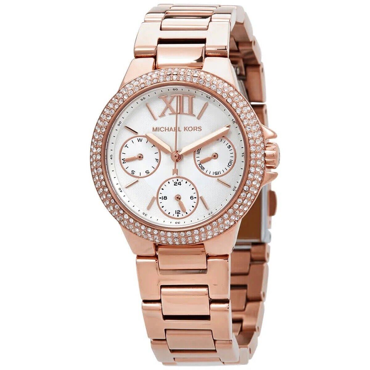 Michael Kors Mini Camille Women`s Rose Gold Glitz Multifunction Watch MK6845