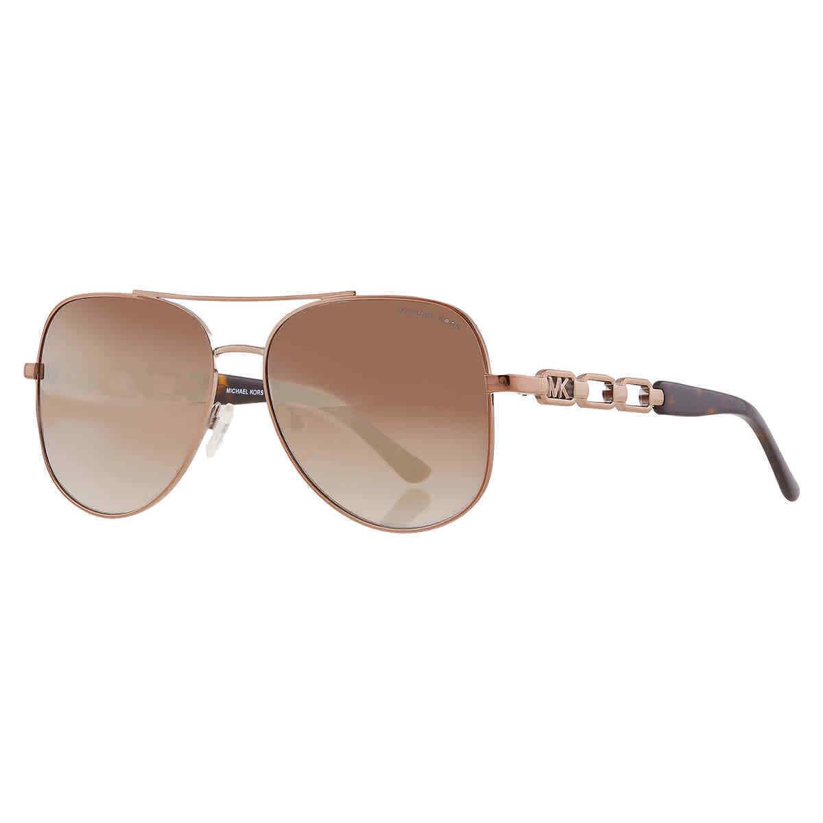 Michael Kors Chianti Caramel Silver Flash Pilot Ladies Sunglasses MK1121 12136K