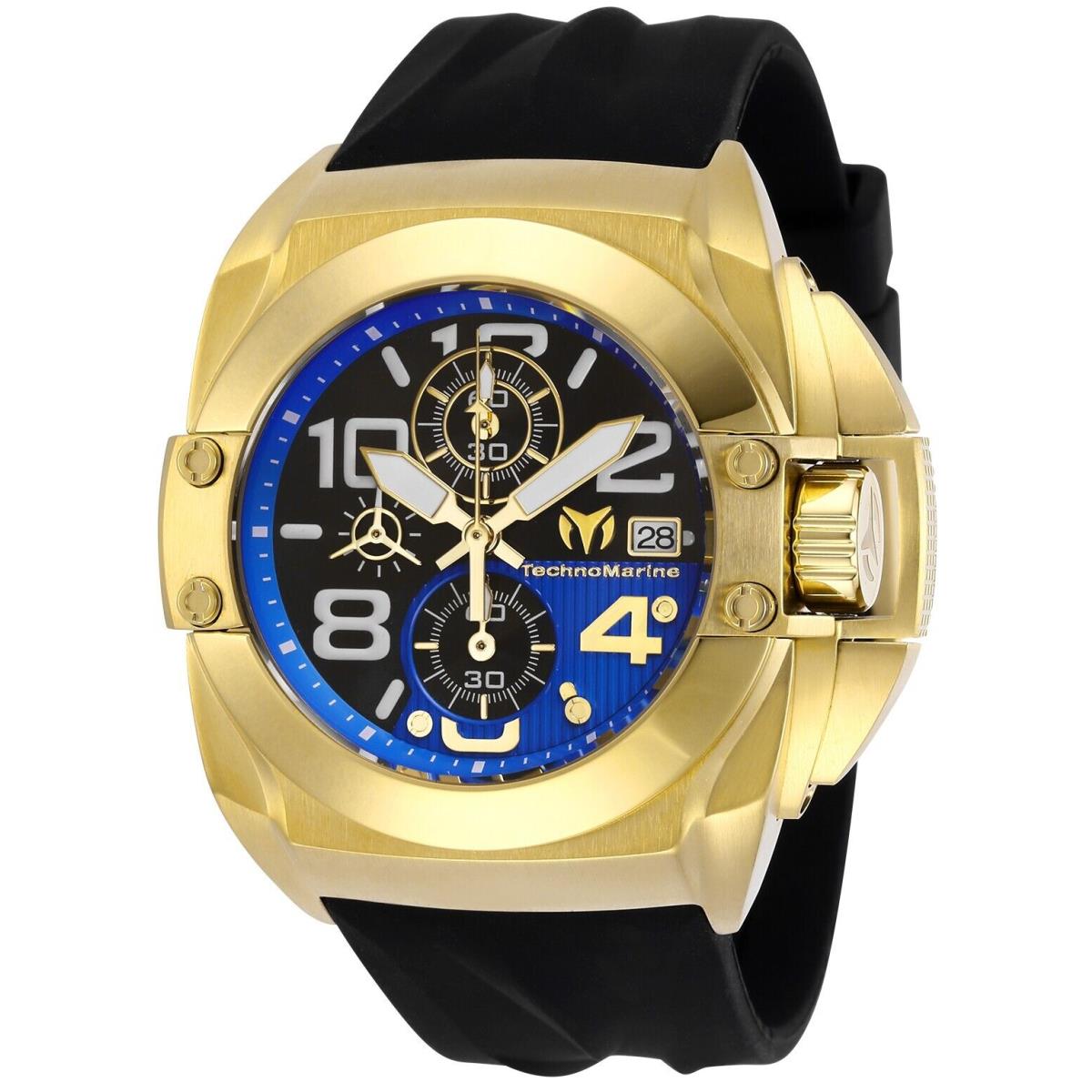 Technomarine TM-518001 Black Reef 45mm with Saphire Crystal- Back IN Stock - Dial: Blue, Band: Black