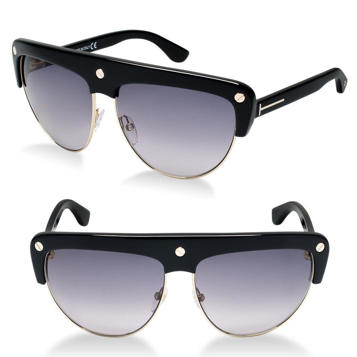 Tom Ford Liane TF 318 01B Sunglasses Shiny Black / Gradient Smoke Lens FT0318