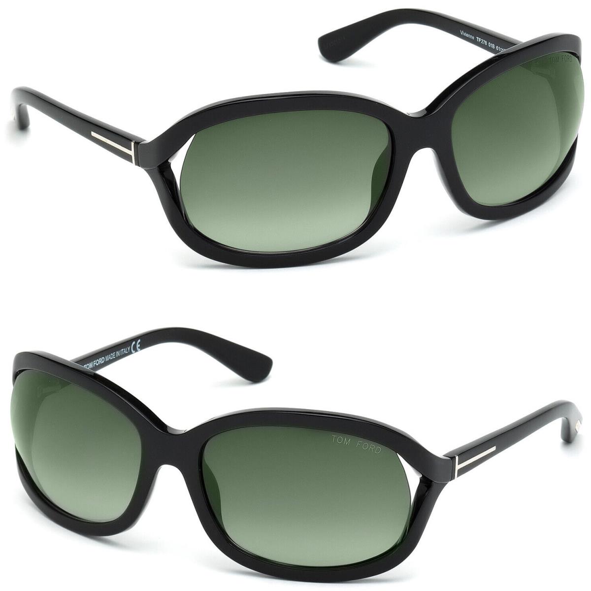 Tom Ford Vivienne TF 278 01B Sunglasses Shiny Black / Gradient Smoke FT0278