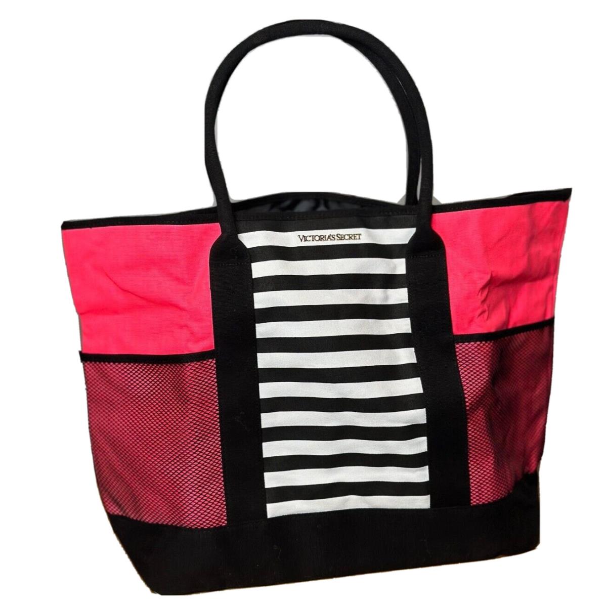 Victoria`s Secret Island Getaway Beach Weekender Stripe Canvas Tote Bag
