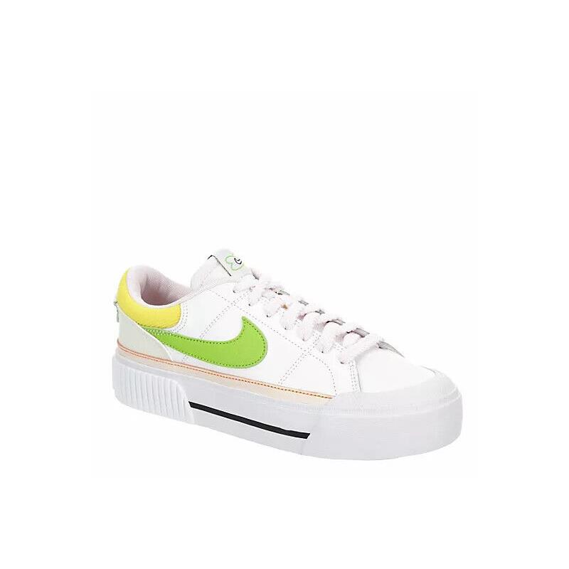 Nike Women`s Court Legacy Lift Women Casual Platform Shoes Sneaker White/Green Logo