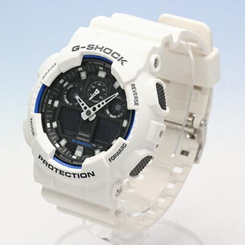 Casio G-shock GA-100B-7ADR Analog-digital White Black Multi-dial Men`s Watch