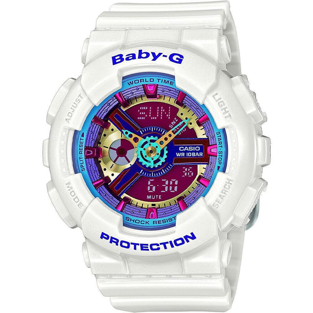 Casio Women`s Baby G Quartz White with Pink Face 100M WR Shock Resistant