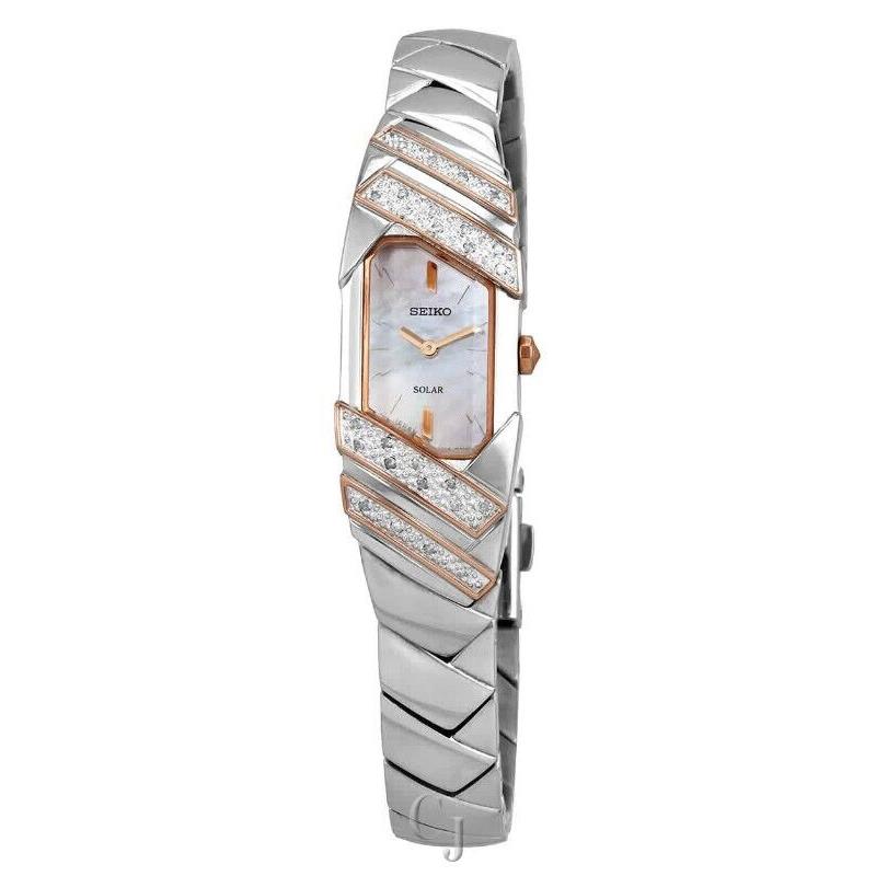 Seiko Tressia Diamond Solar Ladies Watch SUP332 - Mother of Pearl Dial, Silver Band, Silver Bezel