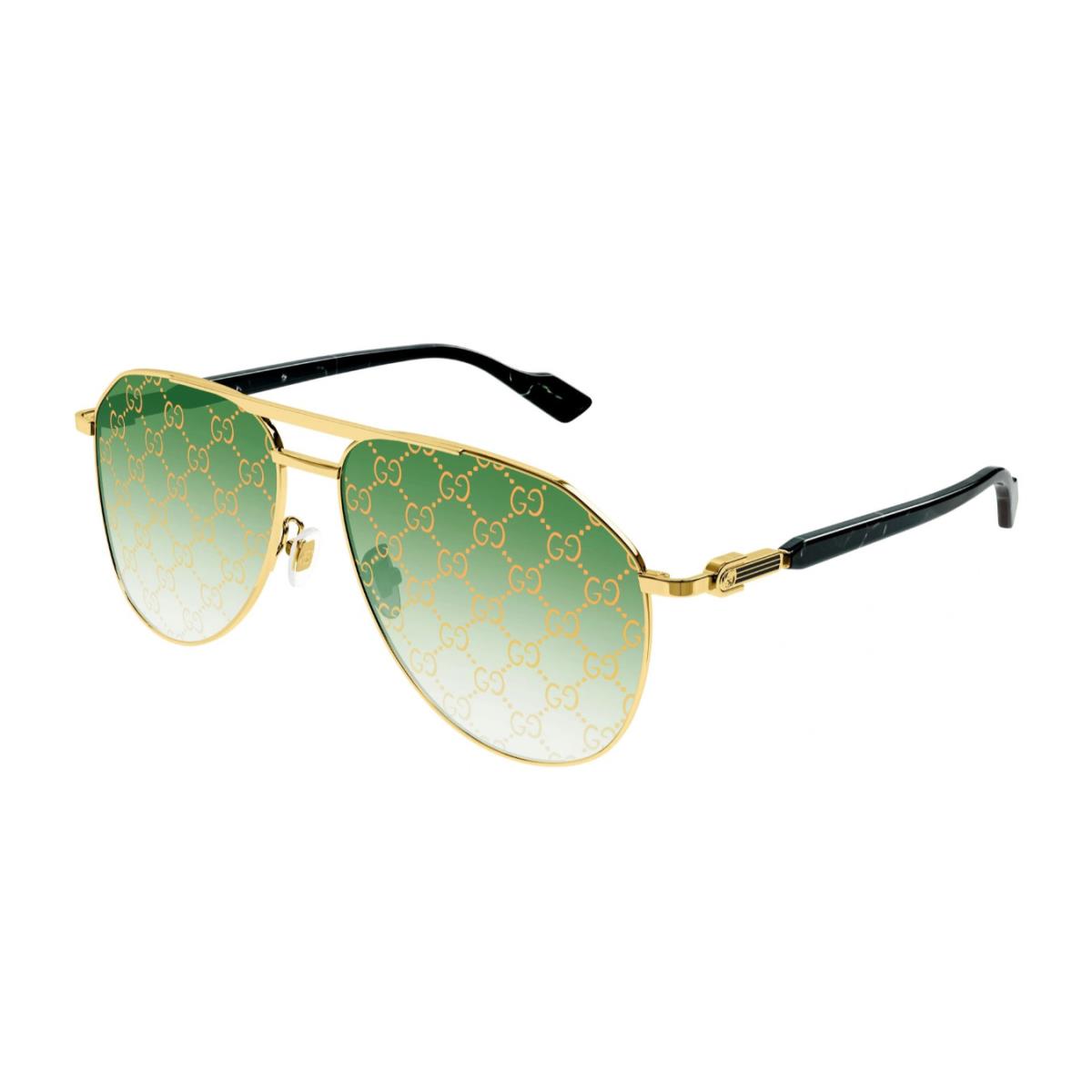 Gucci GG1220S-004 Men`s Gold Black Marble / Green Gradient Sunglasses