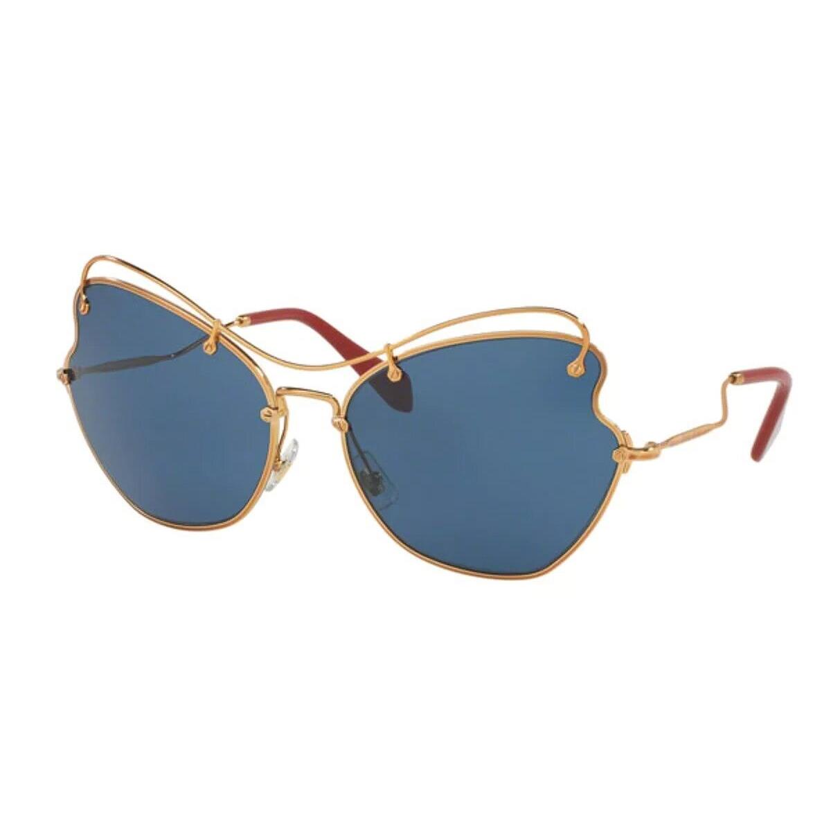 Miu Miu Scenique MU56RS 7OE1V1 Pale Gold Sunglasses Blue Lens 65mm