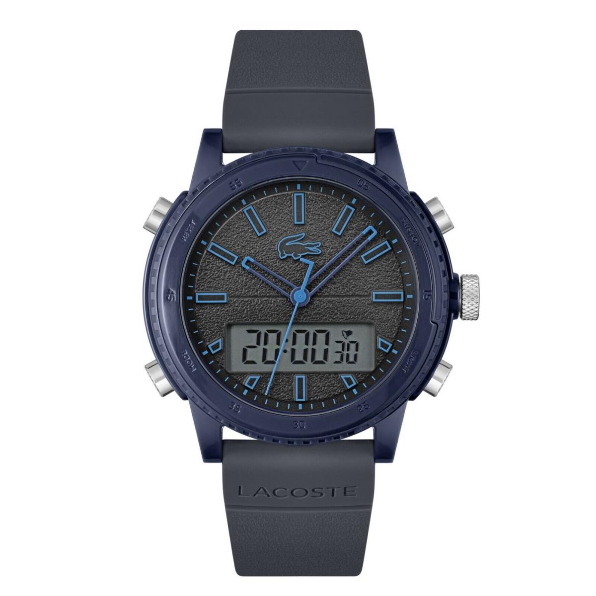 Lacoste Men`s Challenger Quartz Analog Digital Blue Silicone Watch 2011092