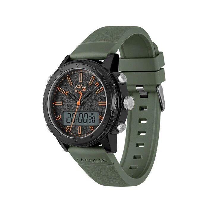 Lacoste Men`s Challenger Quartz Analog Digital Green Silicone Watch 2011077