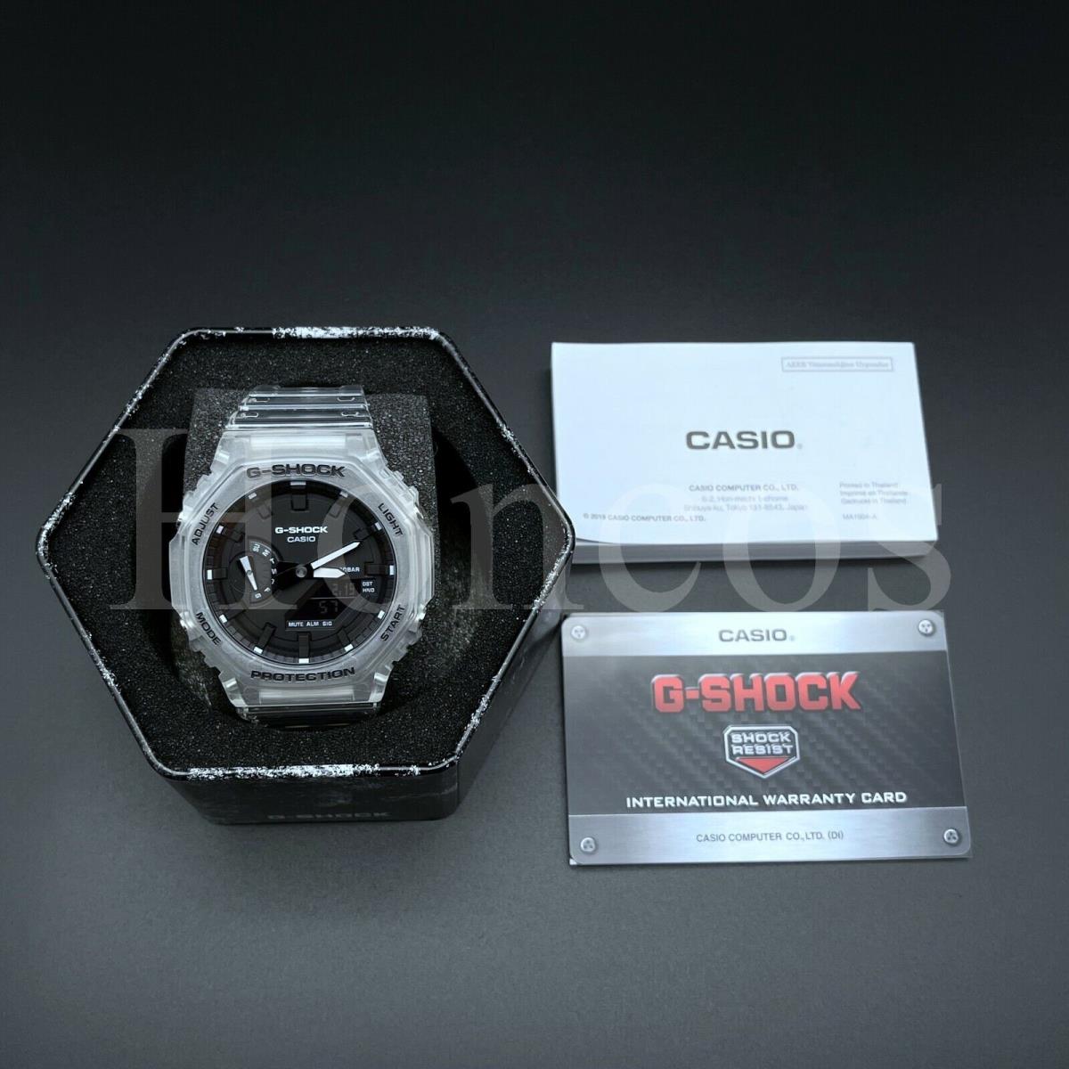Casio watch  - Black Dial, Clear Band, Black Bezel