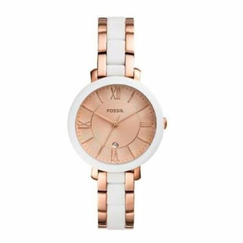 Fossil Jacqueline Three-hand Date Rose Gold-tone Stainless Steel Watch ES4588 - Rose Gold Dial, Rose Gold Bezel