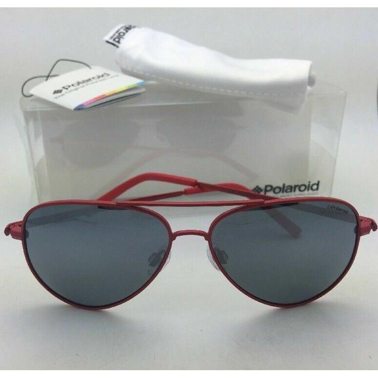 Kids Polaroid Sunglasses Pld 8015/N 39Y JB 52-12 Red Aviator w/ Silver Mirror