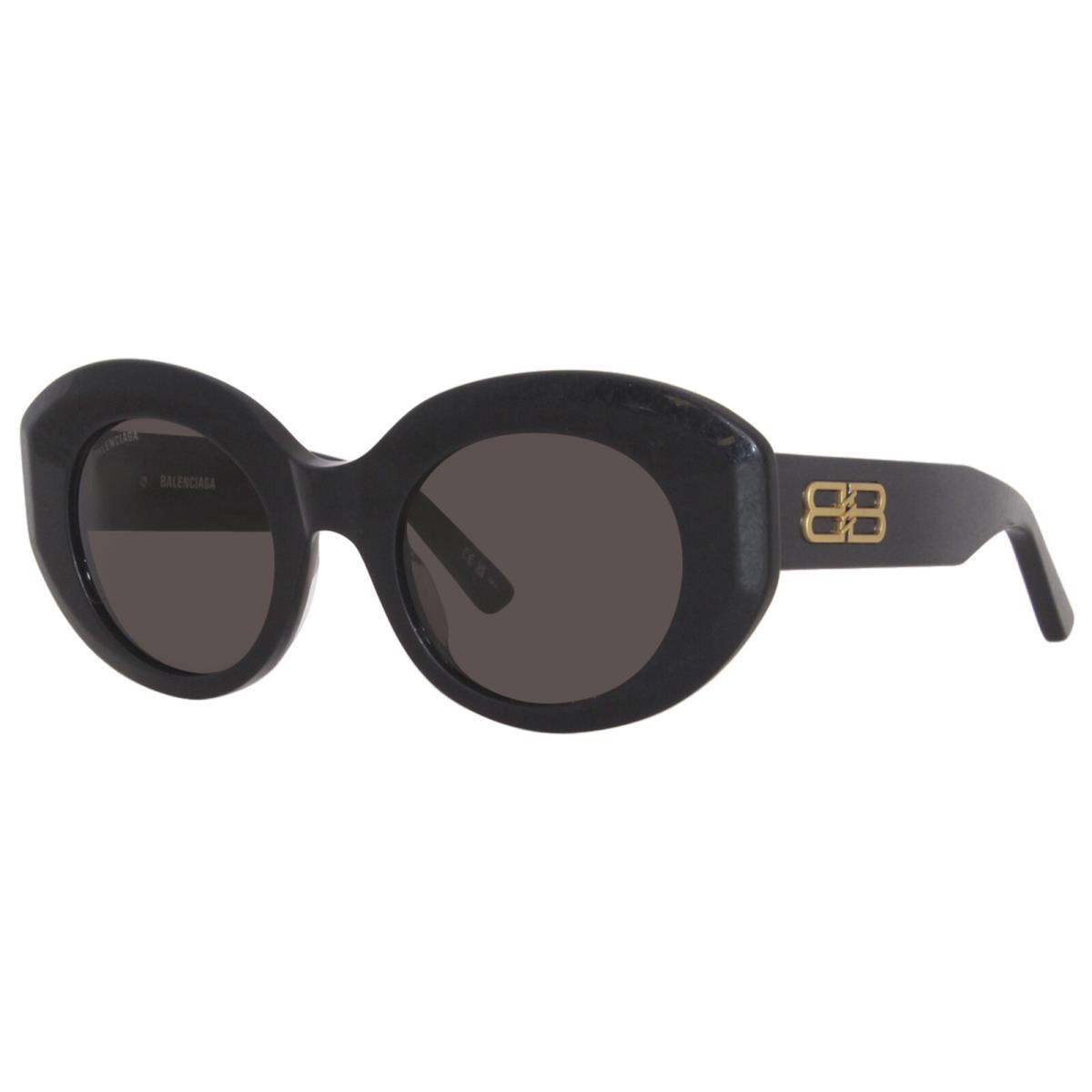 BB0235S 001 Sunglasses Women`s Black/grey Lenses Round Shape 52mm by Balenciaga