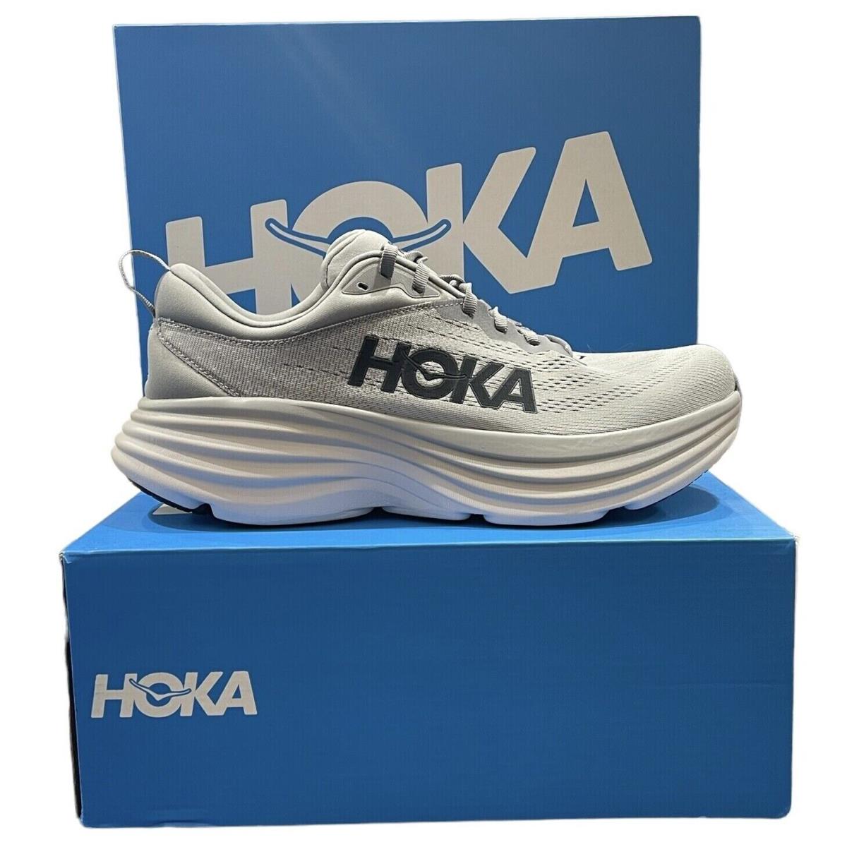 Hoka One One Bondi 8 Men`s Wide Running Shoes Sharkskin Sizes 7-15